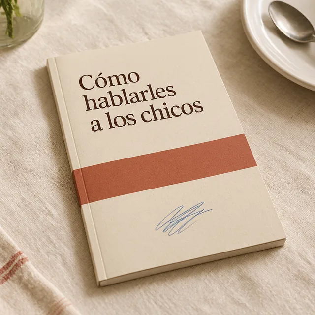 El regalo Cómo hablarles a los chicos apoyado sobre una mesa
